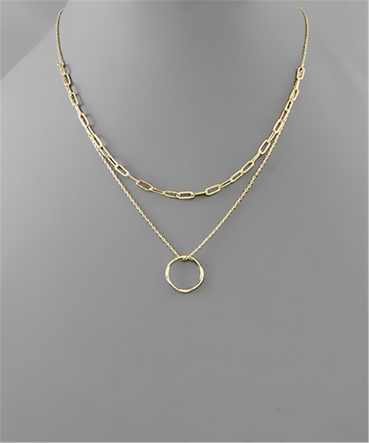 Layered Chain And Circle Necklace