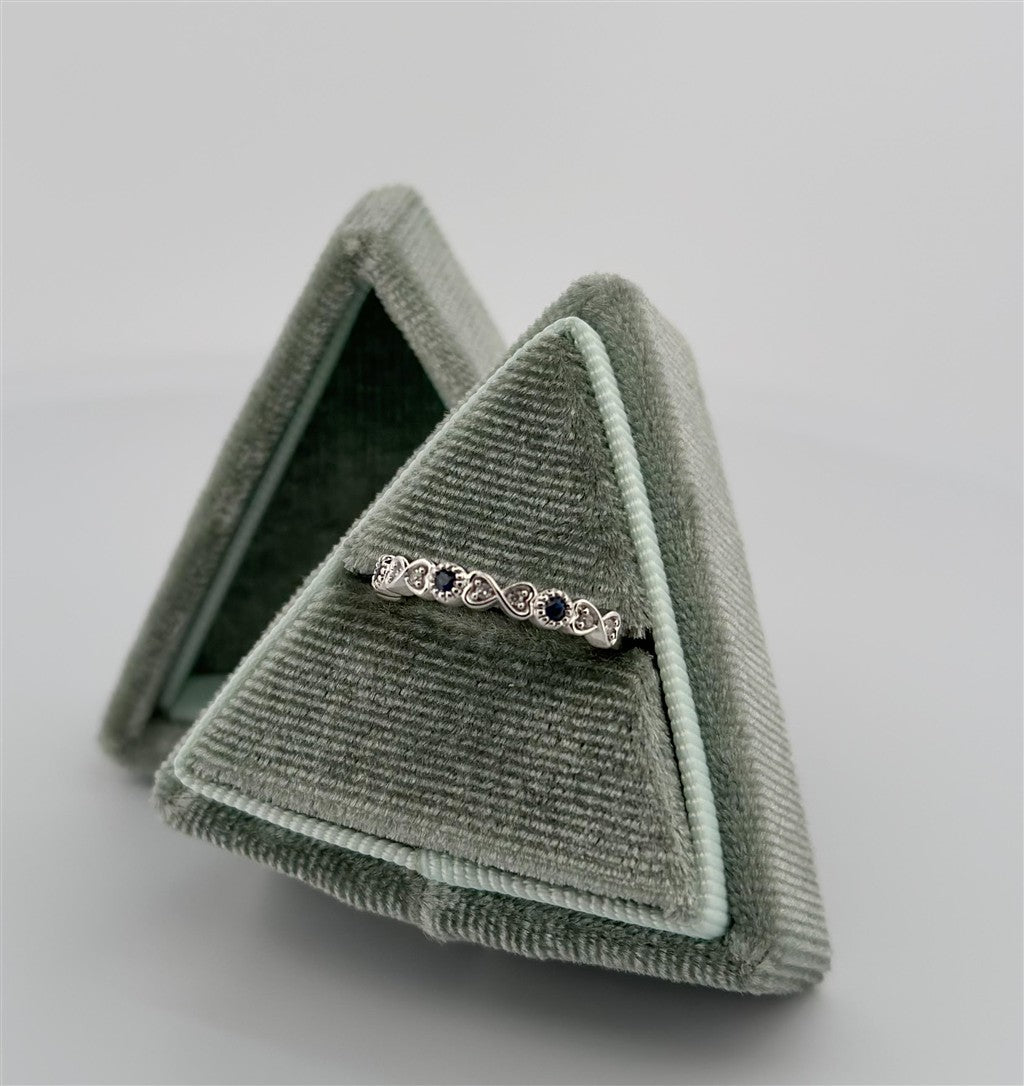 White Gold Vintage Inspired September Birthstone Stackable Ring