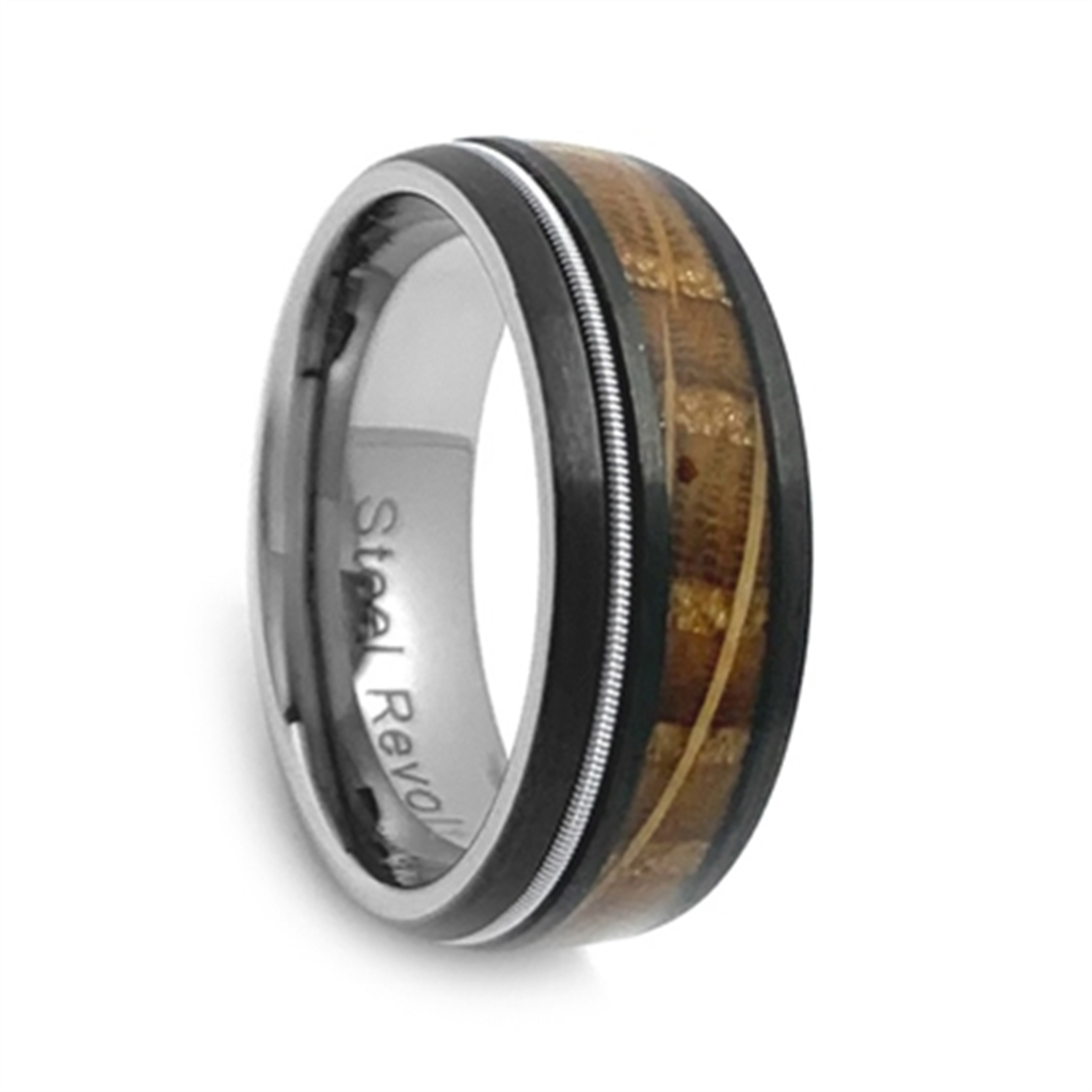 Whiskey Barrel And Guitar String Wedding Band