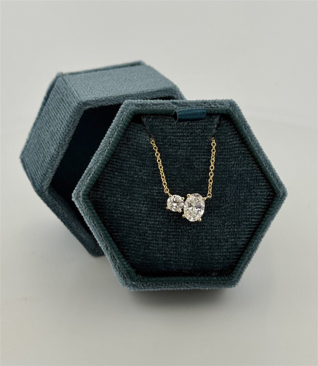 Yellow Gold Lab Grown Two Stone Diamond Necklace