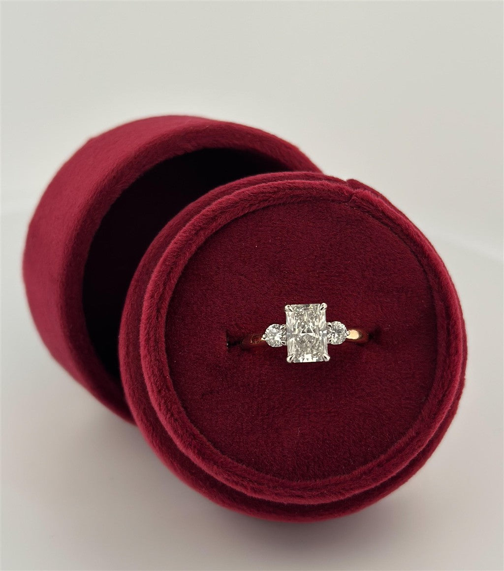 Two-Tone Lab Grown Radiant Cut Diamond Three Stone Engagement Ring