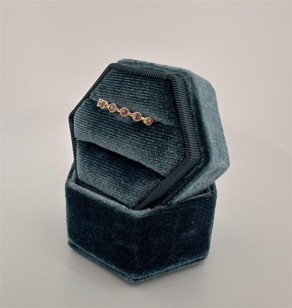 Yellow Gold Pink Tourmaline Stackable Ring