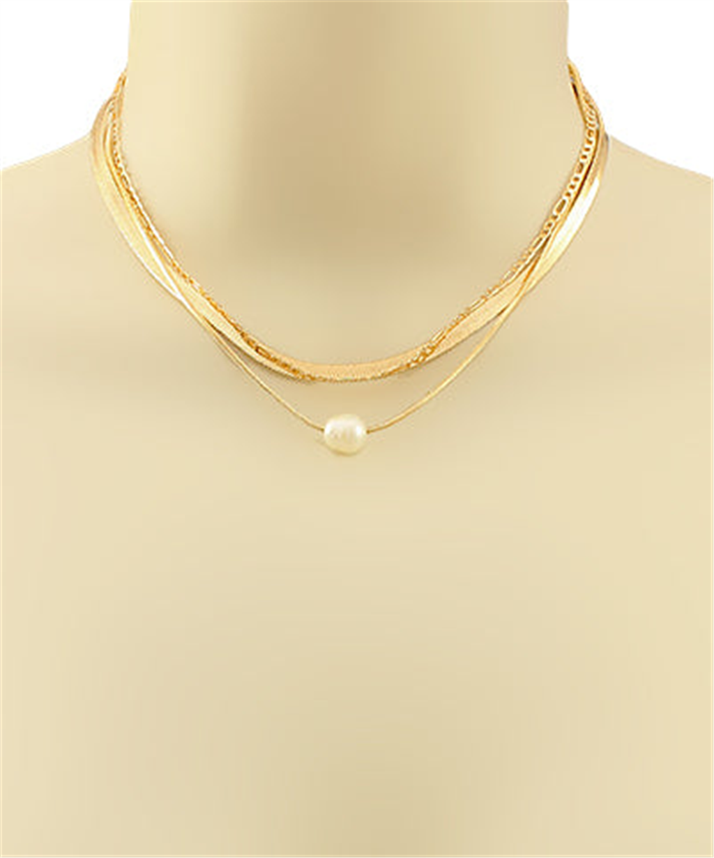 Layered Pearl And Chain Necklace