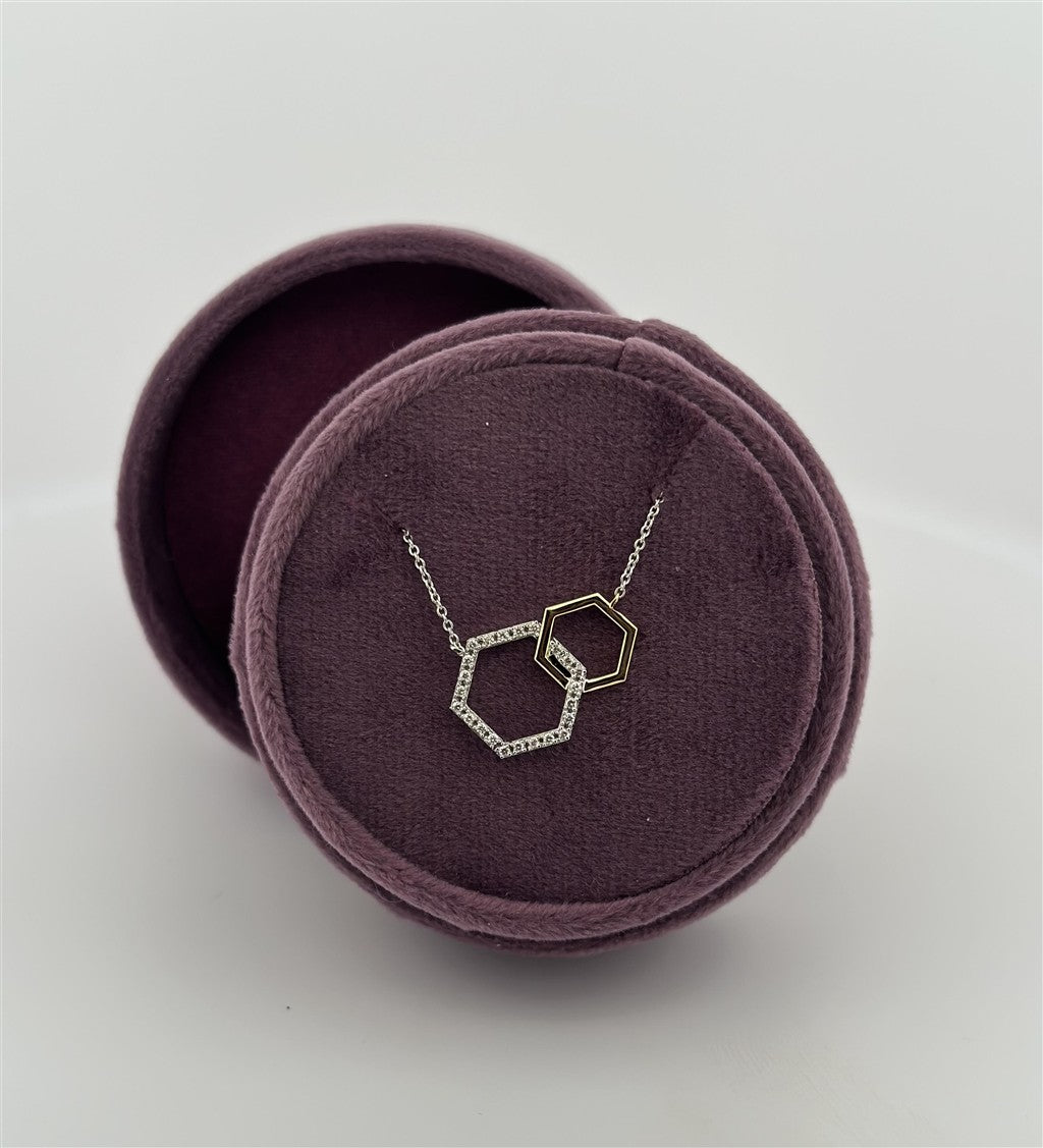 Two-Tone Hexagon Shape Diamond Necklace