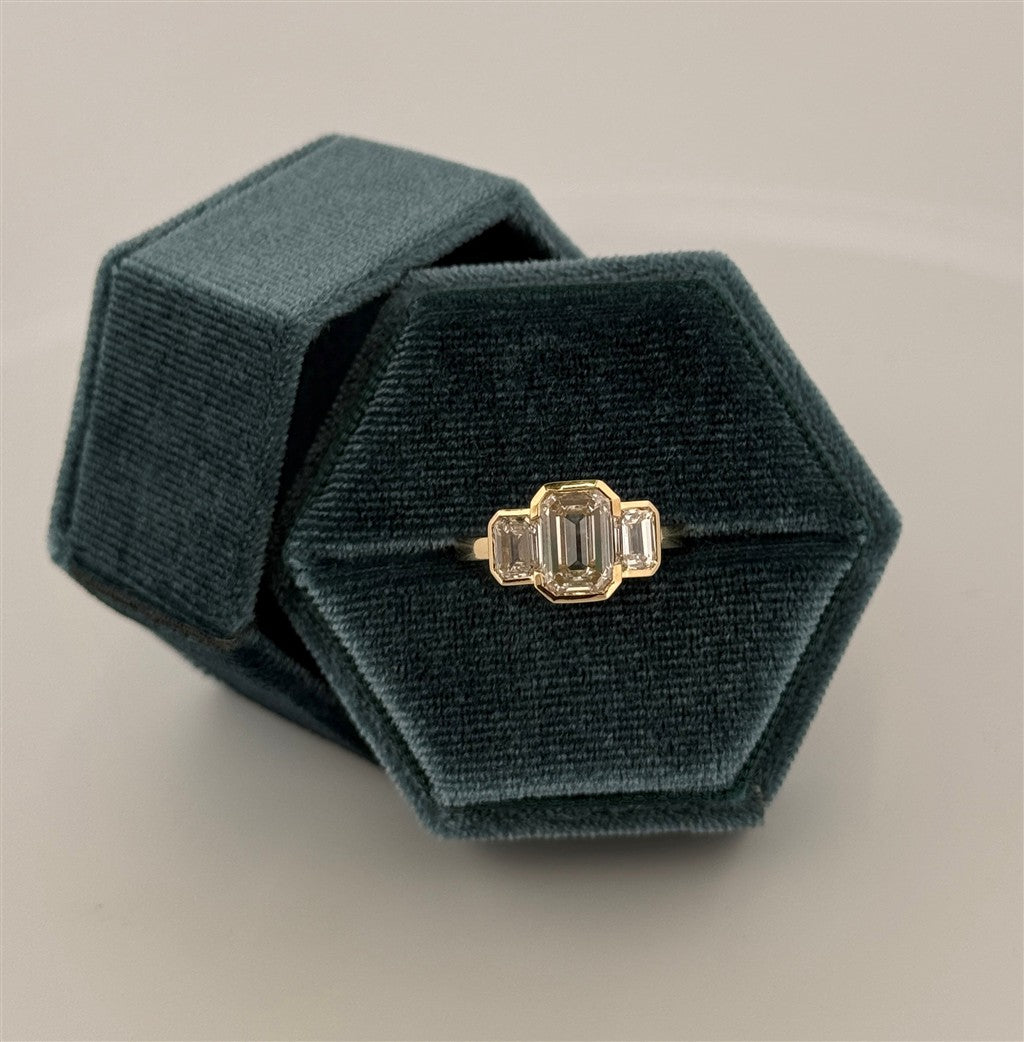 Yellow Gold Bezel Set Lab Engagement Ring