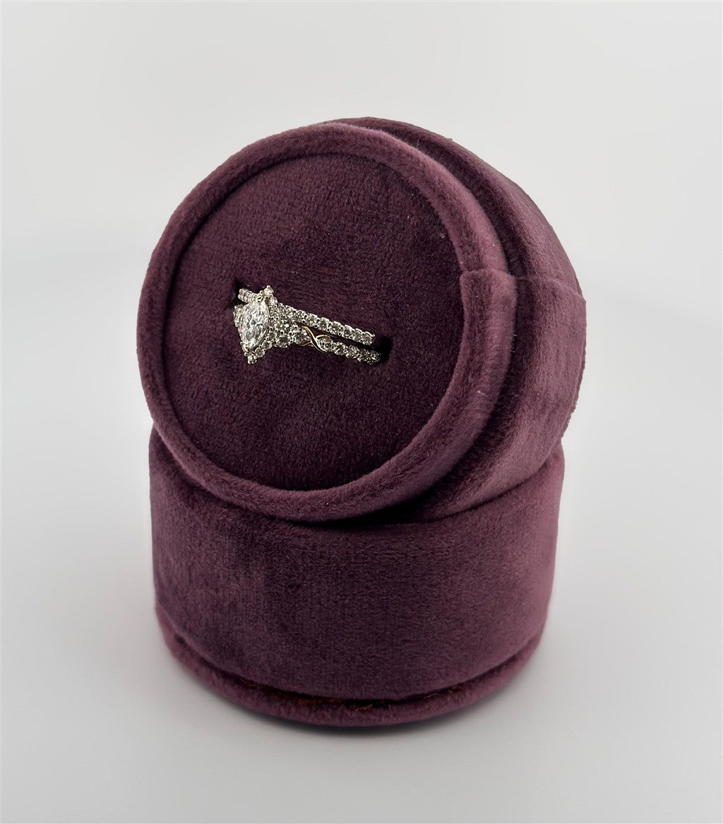 Two-Tone Halo Style Marquise Diamond Bridal Set