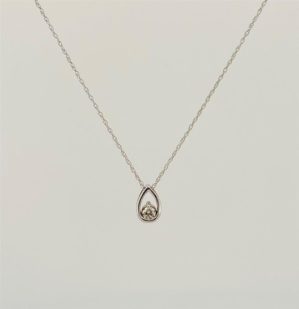 White Gold Diamond Pear Shape Necklace