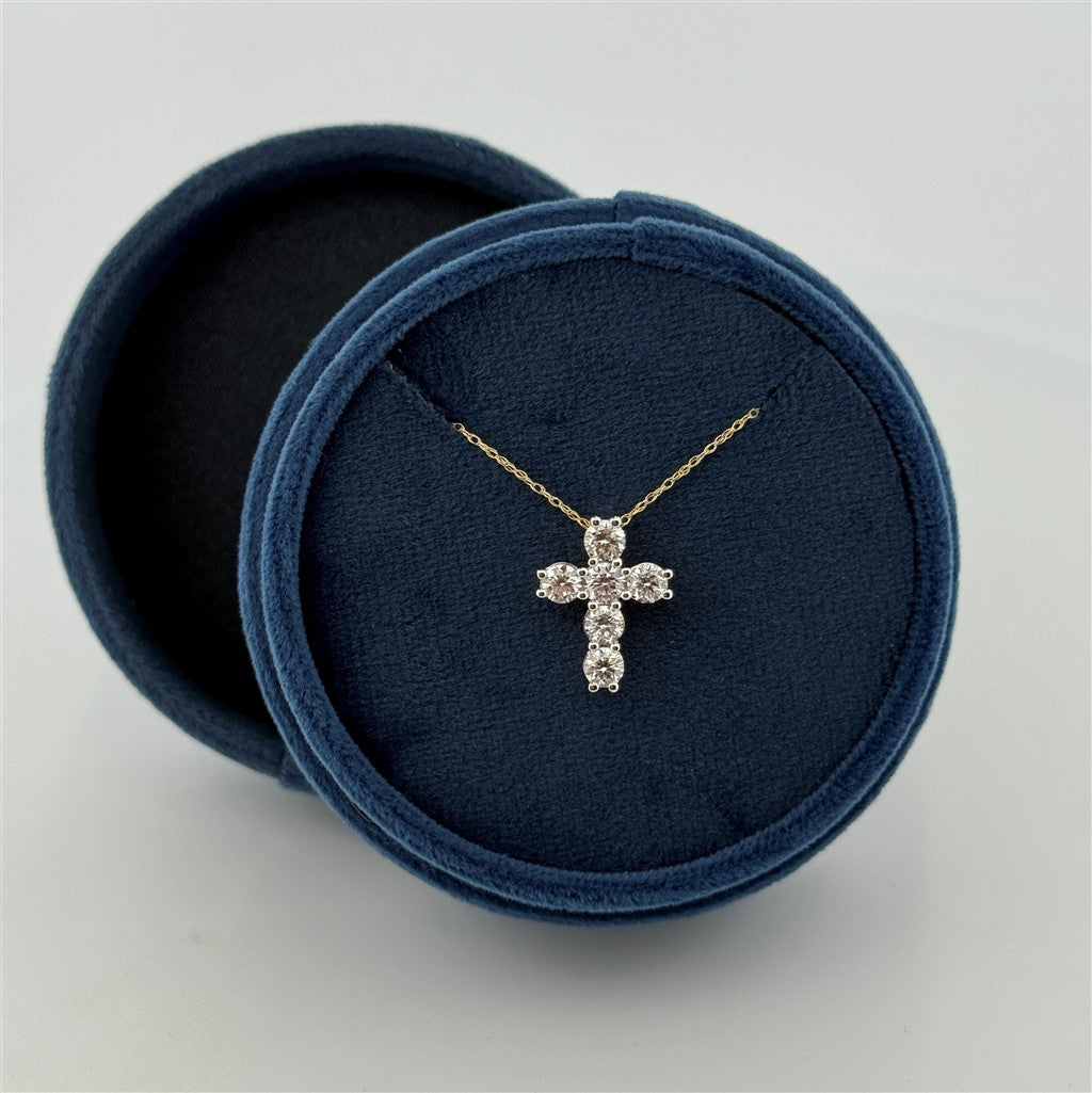 Yellow Gold Lab Diamond Cross Necklace