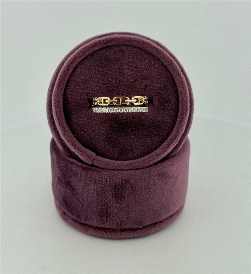 Two-Tone Diamond Double Stacked Band