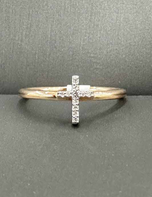 Rose Gold Diamond Cross Ring