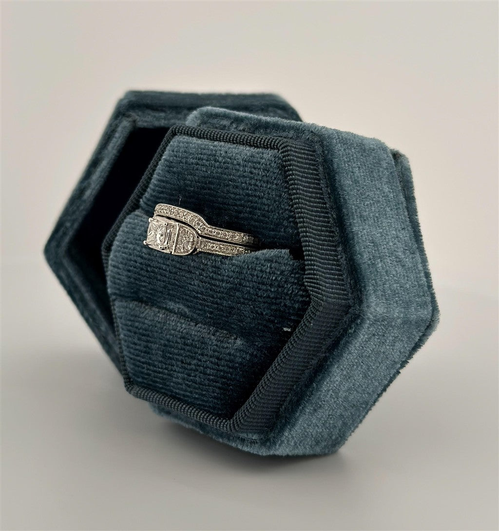 White Gold Princess Cut Bridal Set