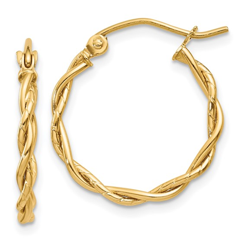 Yellow Gold Twisted Hoop Earrings