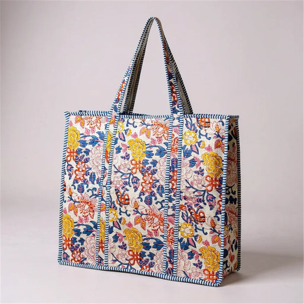 Floral Quilted Tote Bag