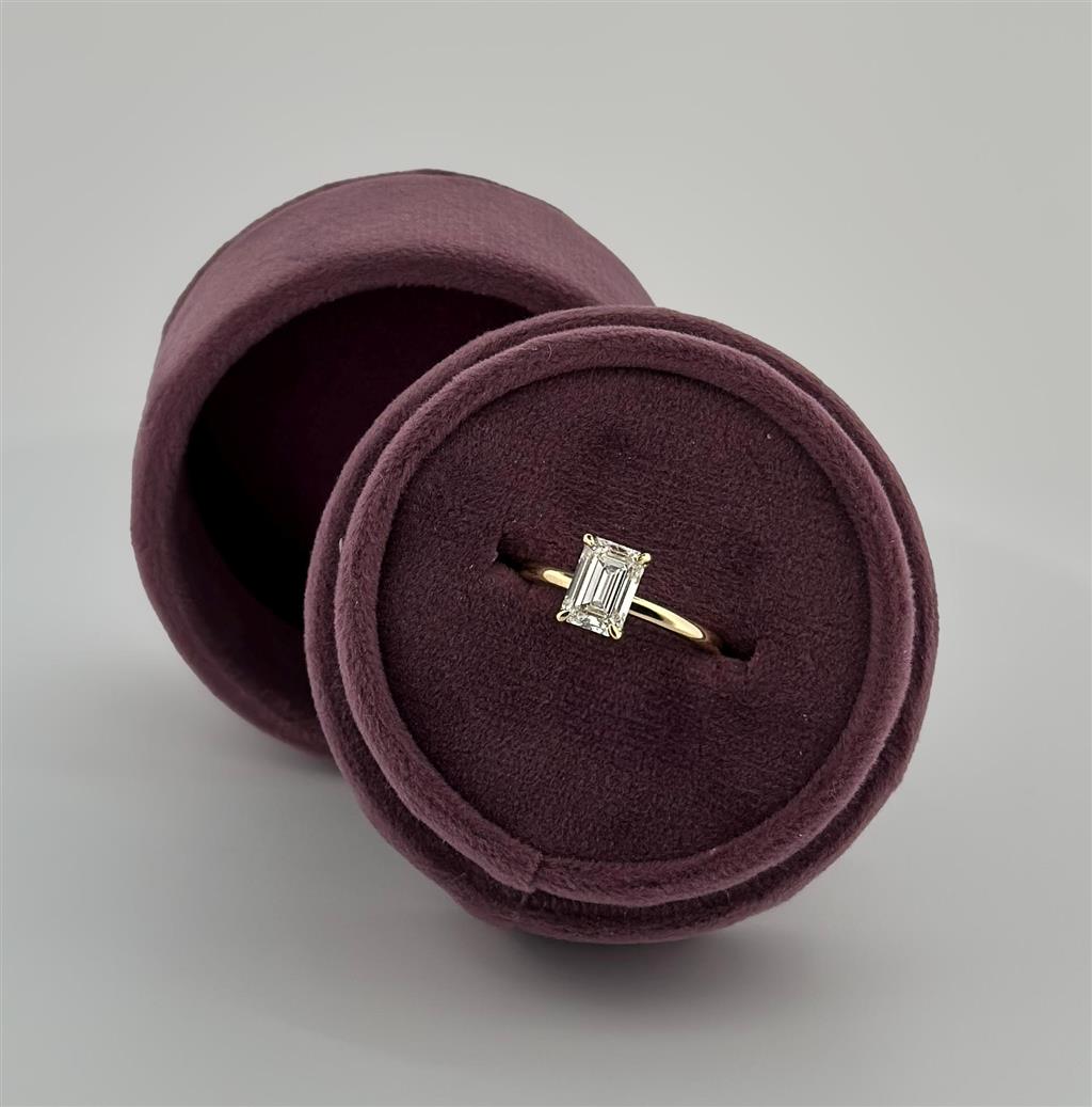 Yellow Gold Lab Grown Emerald Cut Diamond Solitaire Engagement Ring