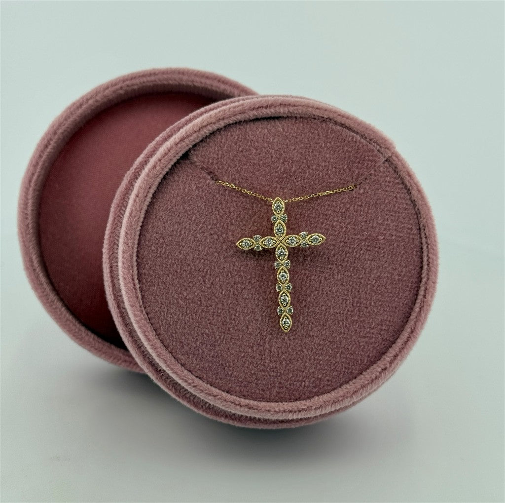Yellow Gold Lab Grown Diamond Cross Necklace