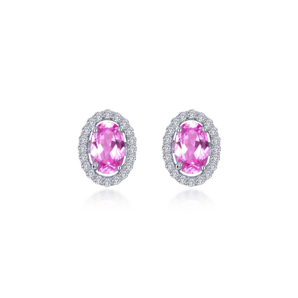 Lafonn Pink Sapphire Halo Stud Earrings
