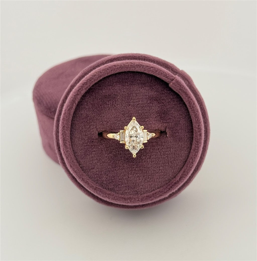 Yellow Gold Lab Grown Marquise Diamond Engagement Ring