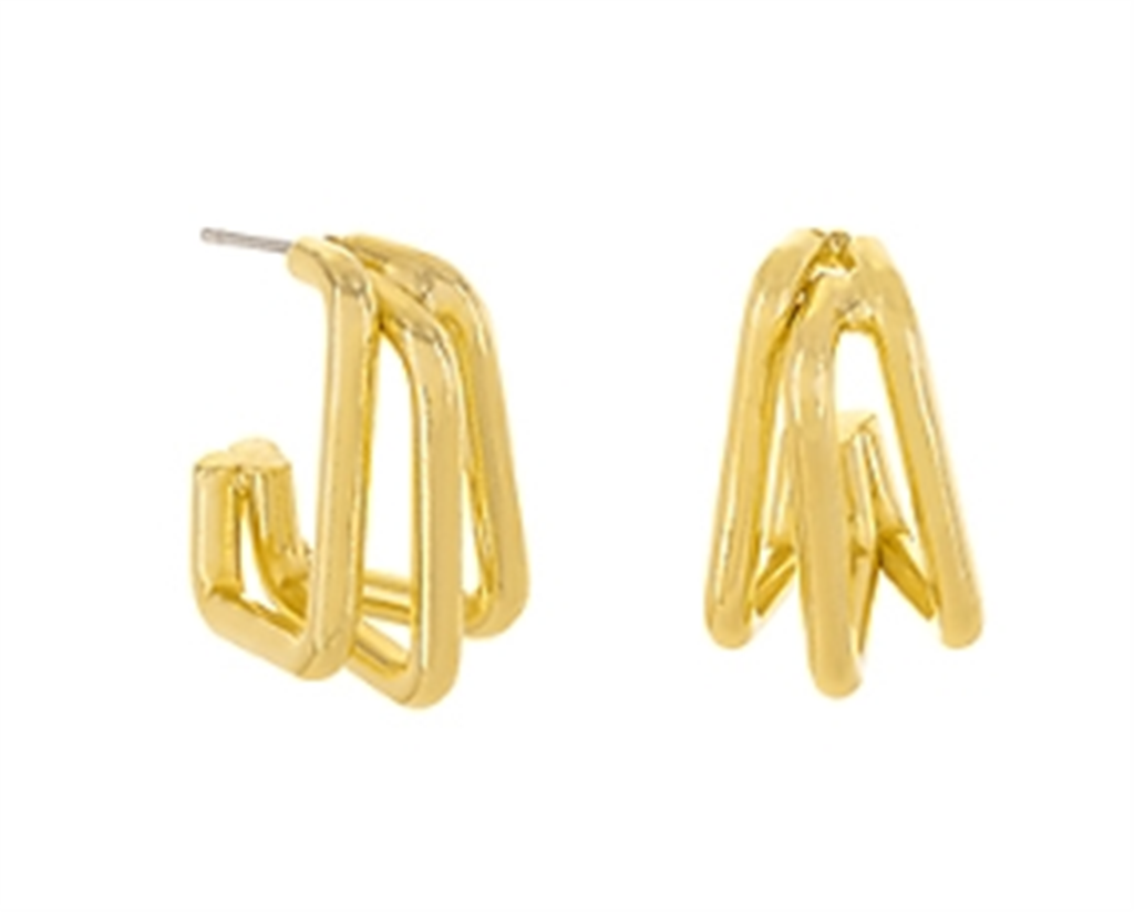 Square Triple Hoop Earrings