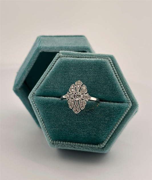 White Gold Vintage Inspired Diamond Ring