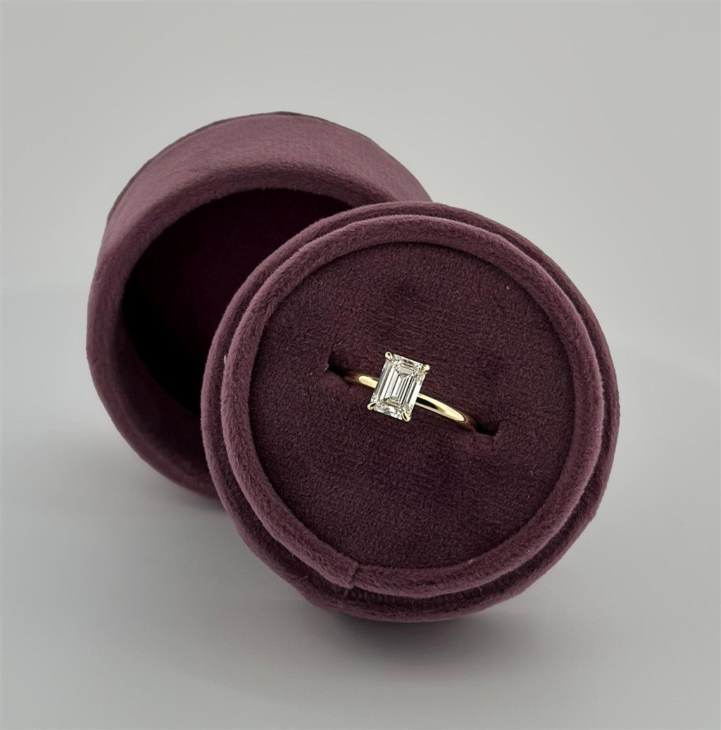 Yellow Gold Lab Grown Emerald Cut Diamond Solitaire Engagement Ring