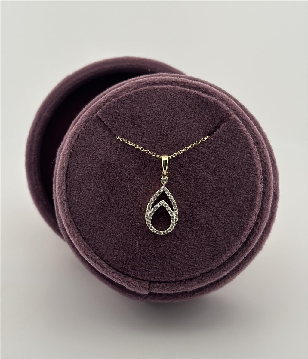 Yellow Gold Diamond Pear Shape Necklace
