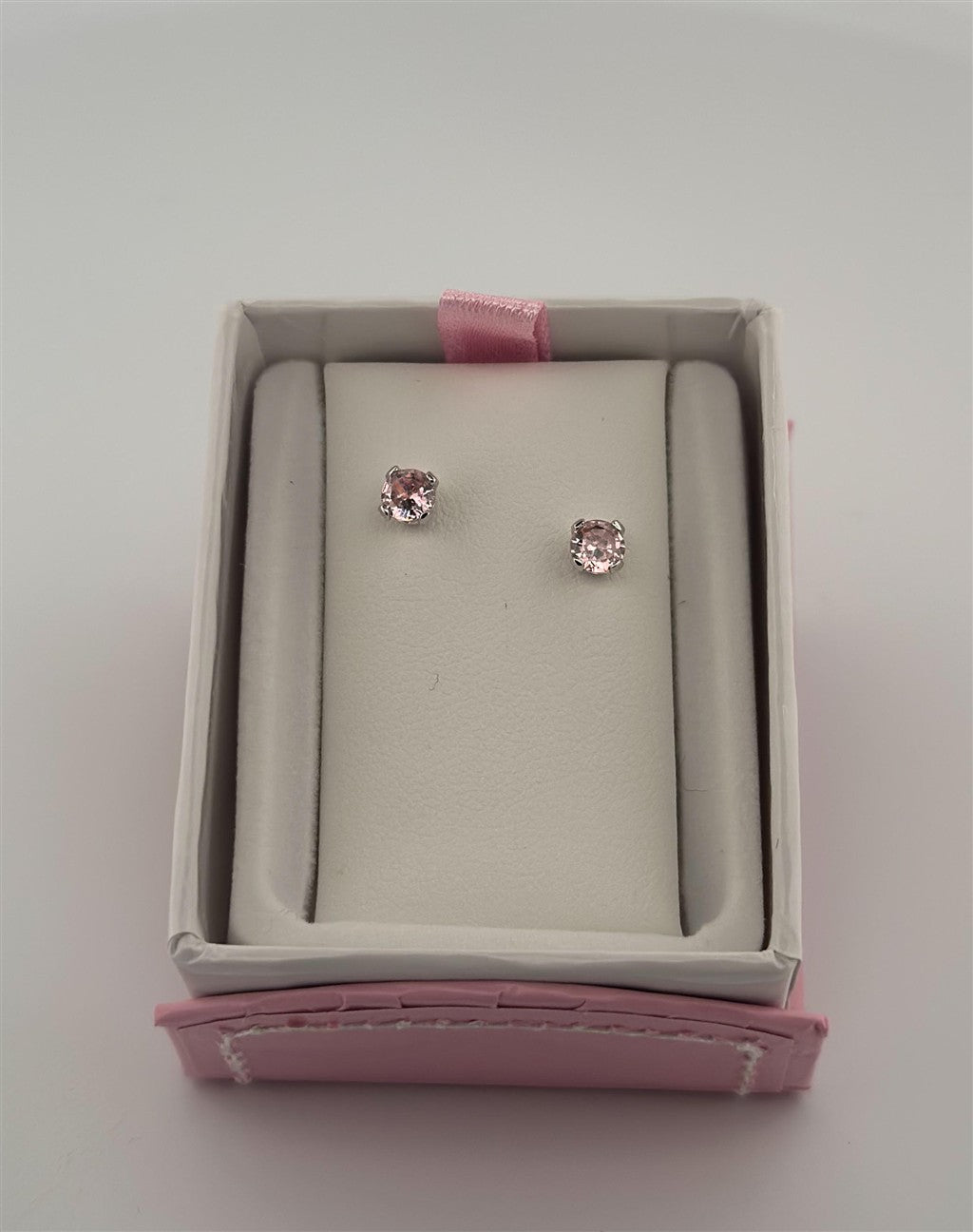 Childrens Sterling Silver Pink Earrings