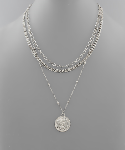 Coin And Chain Layered Necklace