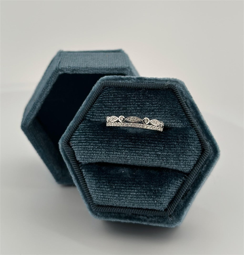 White Gold Vintage Inspired Double Stackable Ring