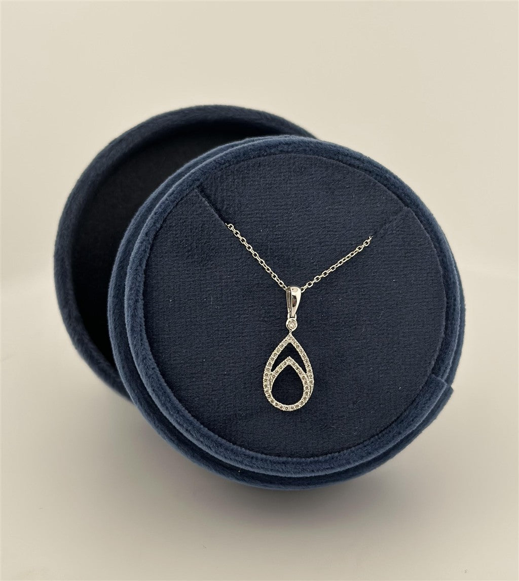 White Gold Diamond Pear Shape Necklace