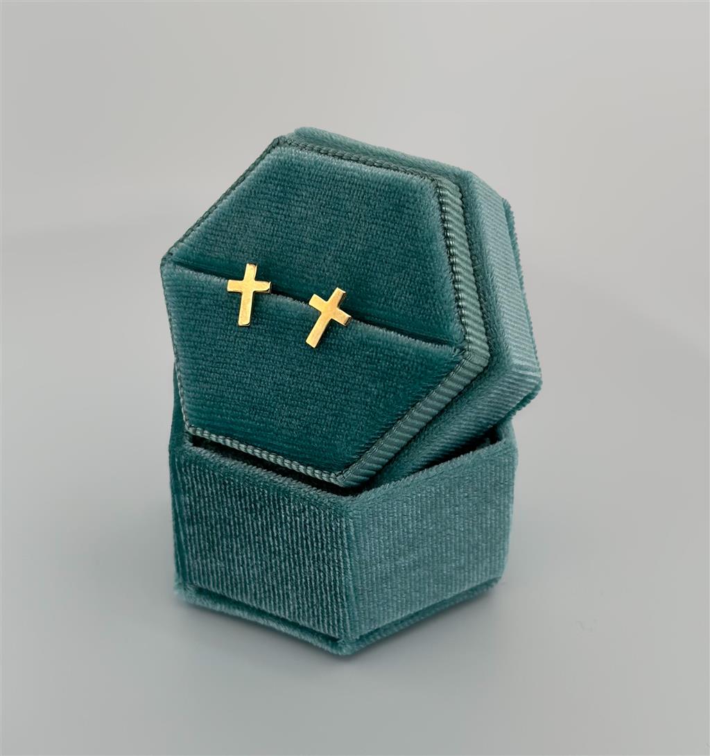 Yellow Gold Cross Earrings