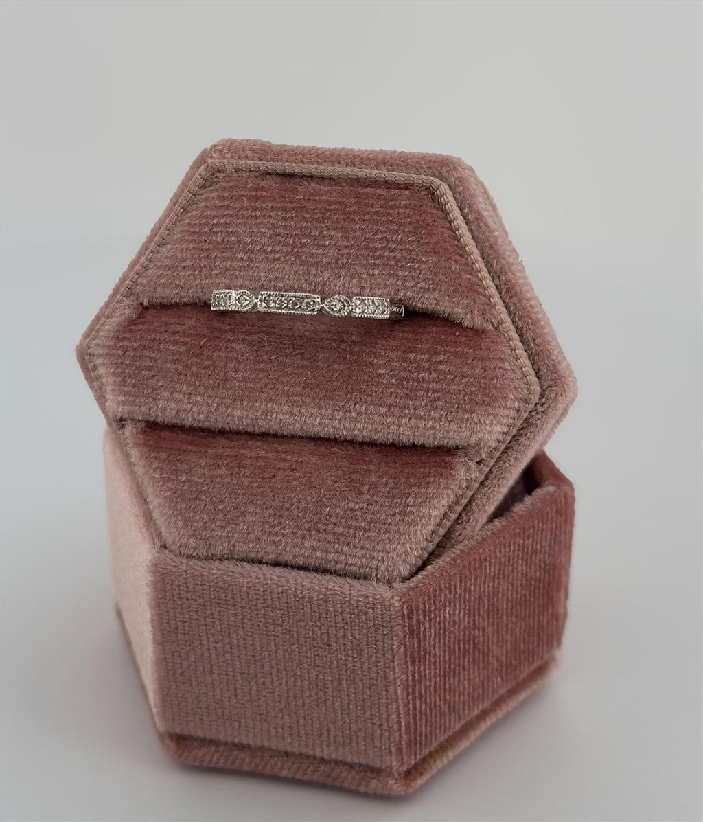 White Gold Diamond Vintage Inspired Stackable Ring