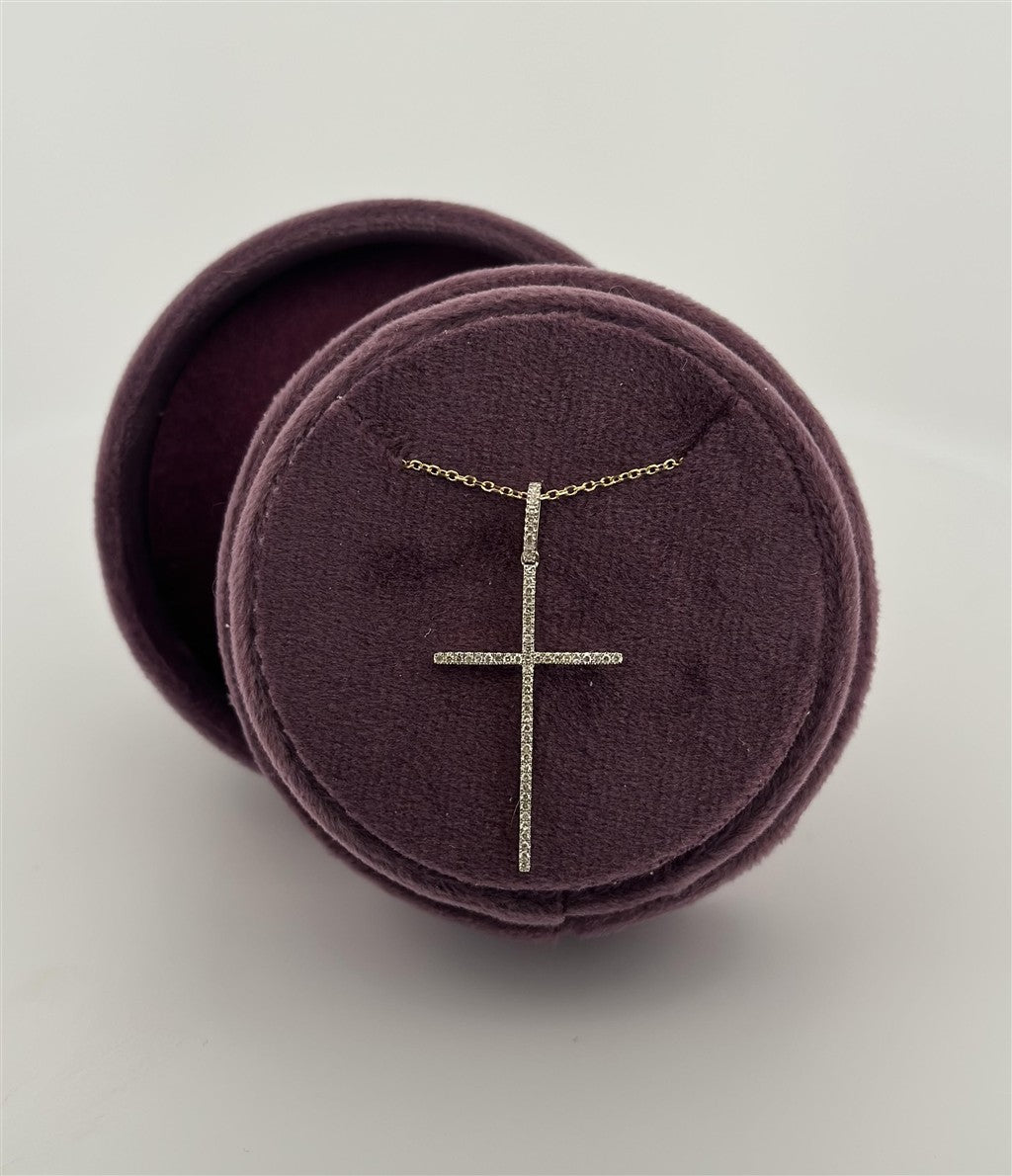 Yellow Gold Diamond Cross Necklace