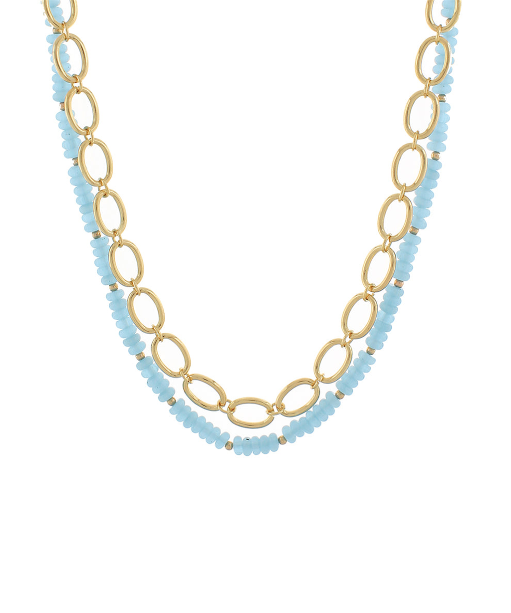 Light Blue Bead And Chain Necklace