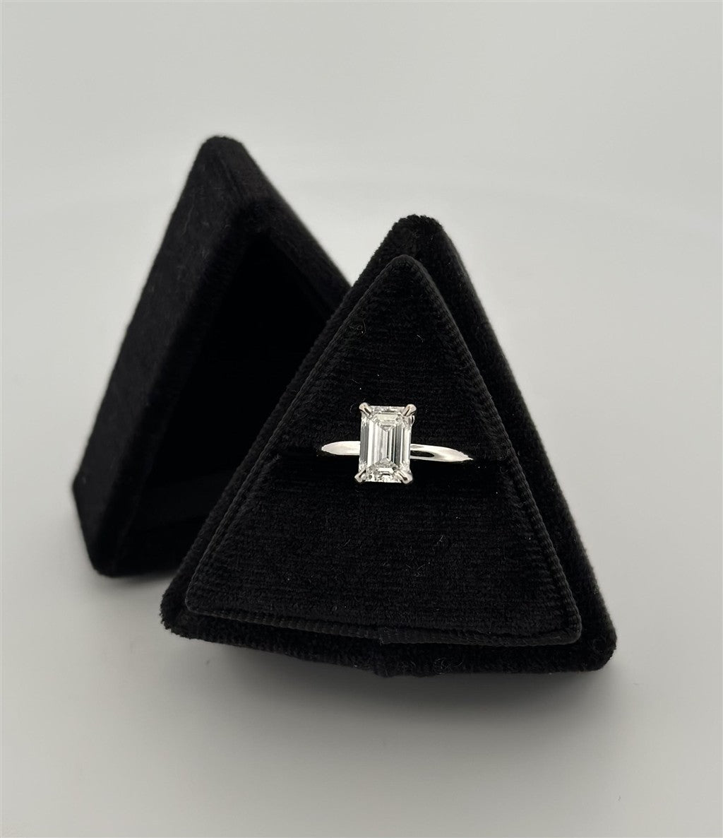 White Gold Lab Grown Emerald Cut Diamond Engagement Ring