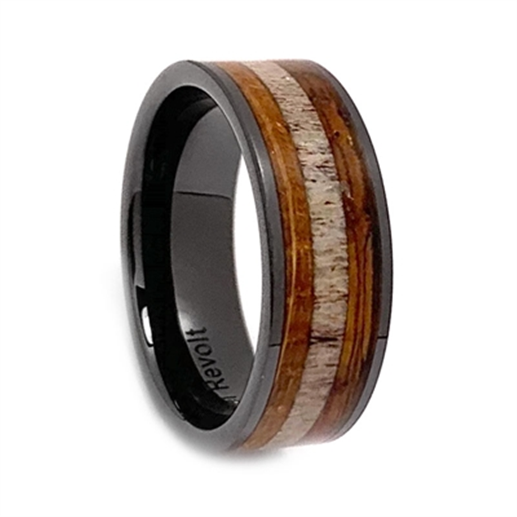Whiskey Barrel And Antler Wedding Band