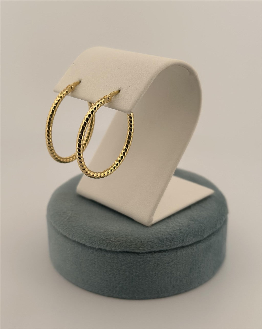 Yellow Gold Textured Hoop Earrings