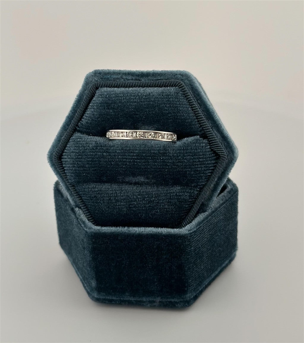 White Gold Round And Baguette Diamond Channel Set Band