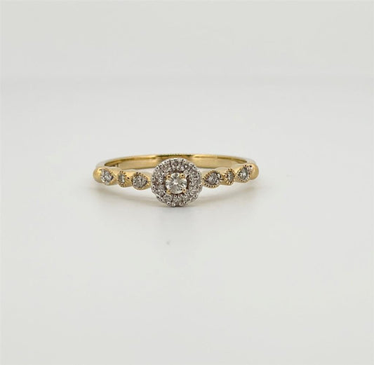 Yellow Gold Vintage Inspired Diamond Fashion Ring