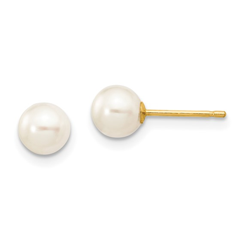 Yellow Gold Pearl Stud Earrings