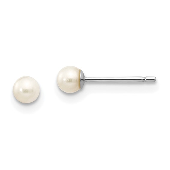 White Gold Pearl Earrings