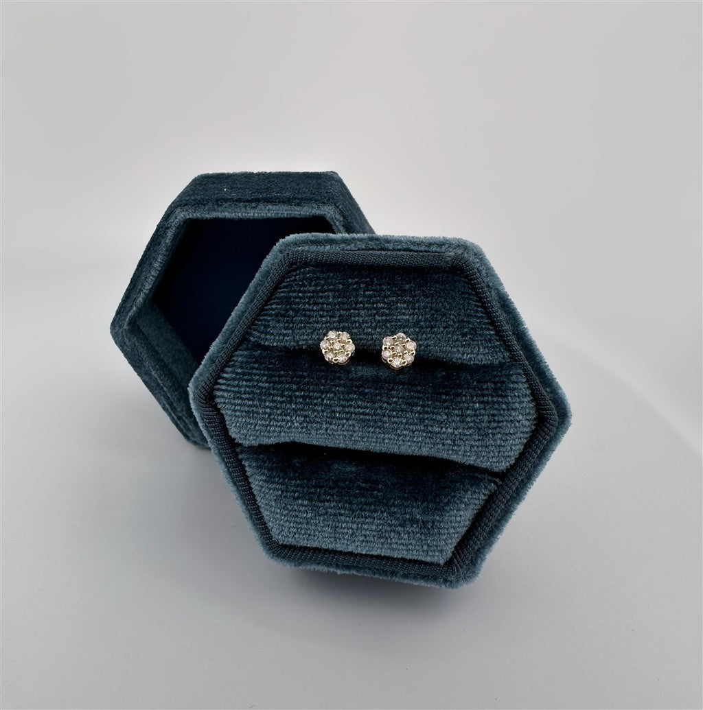 Yellow Gold Cluster Stud Earrings
