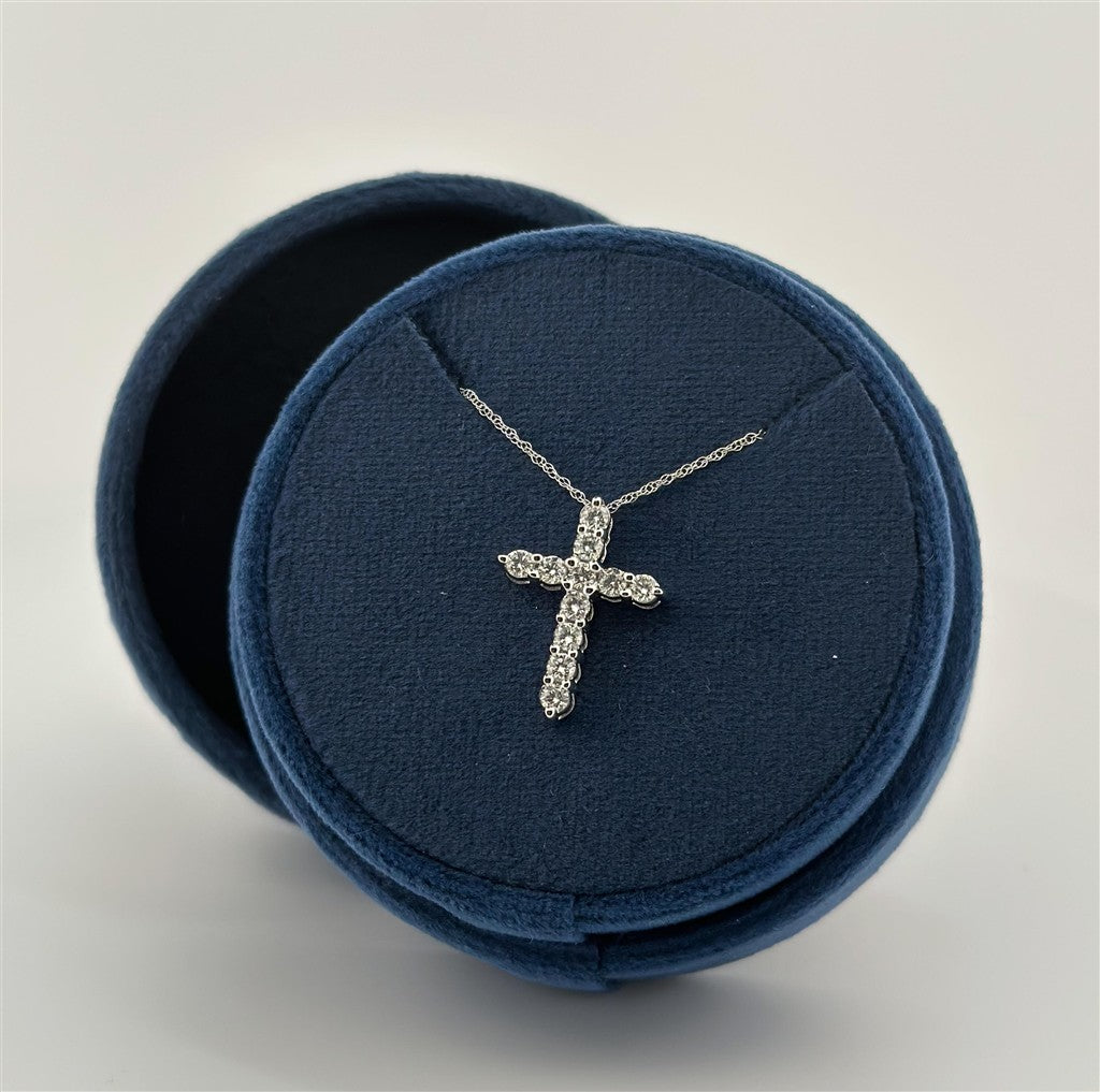 White Gold Lab Grown Diamond Cross Necklace