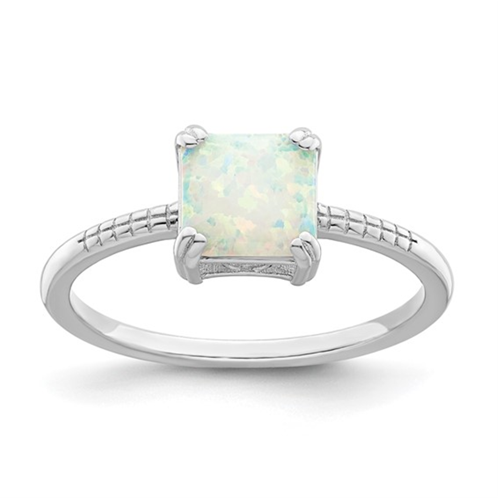Sterling Silver Created Opal Ring