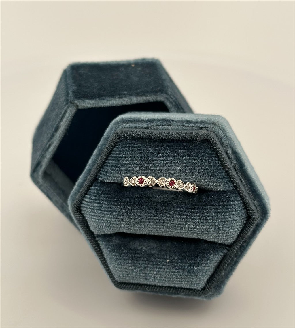 Yellow Gold Vintage Inspired Ruby Birthstone Stackable Ring