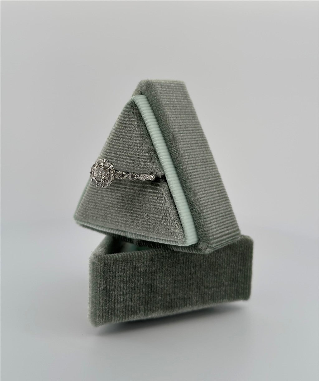 White Gold Vintage Inspired Halo Style Engagement Ring