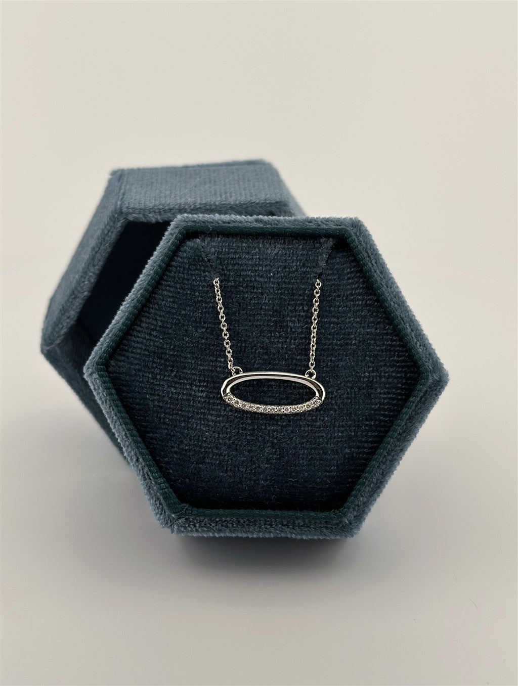 White Gold Diamond Oval Necklace