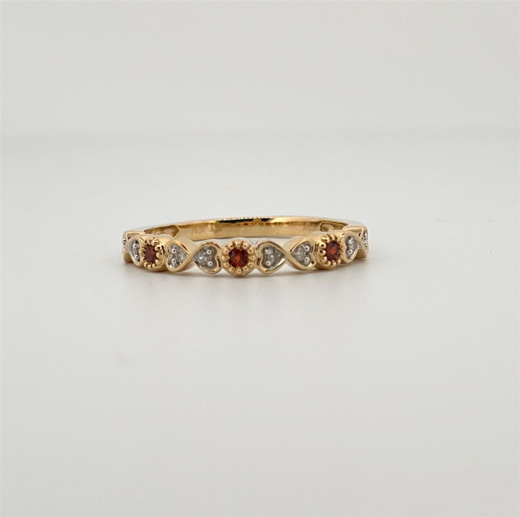 Yellow Gold Vintage Inspired January Birthstone Stackable Ring