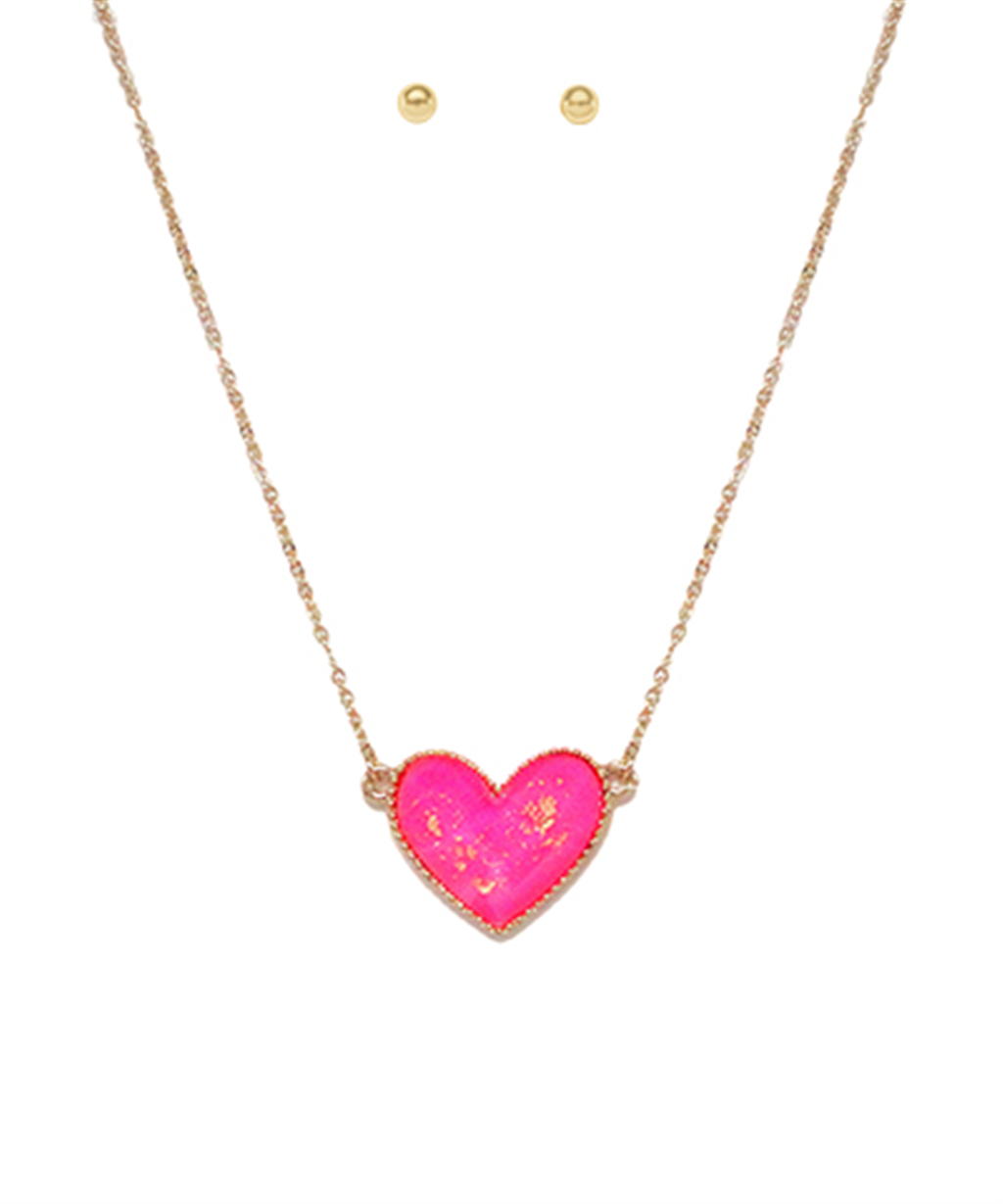 Trendy Heart Necklace And Earrings