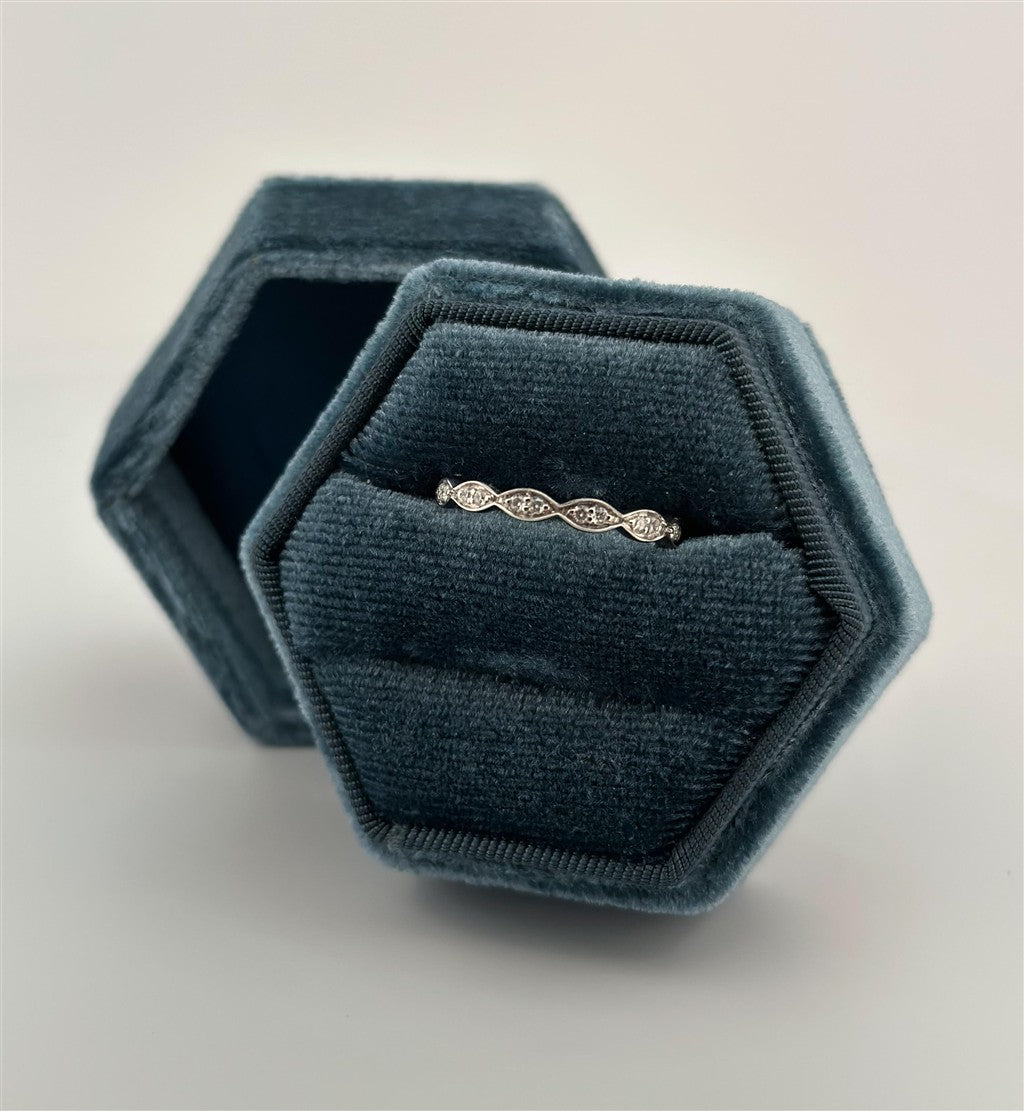 White Gold Diamond Vintage Inspired Stackable Ring