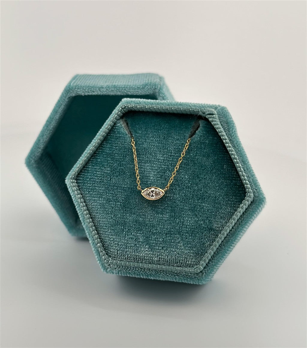 Yellow Gold Marquise Solitare Necklace